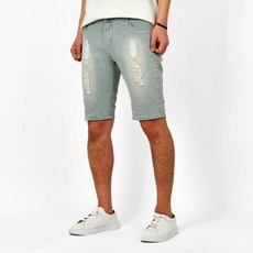 hotcode 男款五分破損牛仔短褲