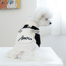 Wavy Days Amo 狗狗燈芯絨吊帶褲, 1個, 白色