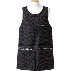 Rosa Home 圓點背心式網紗防水圍裙, 黑色, 1個