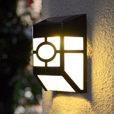 太陽能門燈 方形 C型, 黑色的