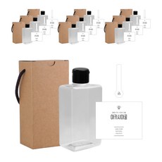 통통납작 꿀병 페트 500ml + 원터치블랙캡 + 심플 아카시아꿀 L 스티커 세트, 10세트