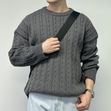 CONFIAR 柔軟寬鬆圓領麻花針織衫 TC6406