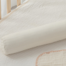 AiRabbit 嬰幼兒用100支紗絎縫純棉長抱枕 含枕芯 圓形, 象牙白