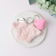 毛衣針織毛帽鑰匙圈, 淺粉色, 1個