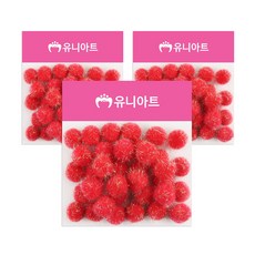 유니아트 5000 반짝이퐁퐁 만들기재료 30mm, 빨강, 3개