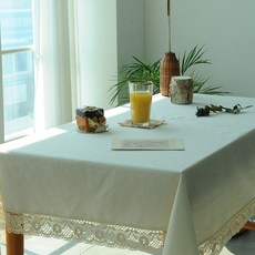하임앤하임 린넨 레이스 식탁보, 크림, 105 x 105 cm