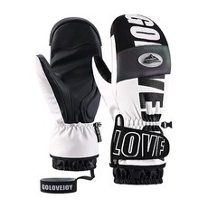 GOLOV.EJOy 3M鎖溫雪麗棉 單板滑雪連指手套, 黑白色, 1雙