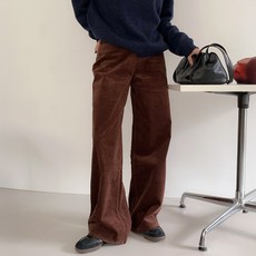 NEEDSOME 女性長版/中長版 Speak 燈芯絨寬褲