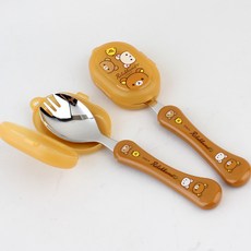 Rilakkuma 拉拉熊 便利叉匙 幼兒湯匙叉子組, 棕色, 叉匙 + 湯匙蓋, 1套