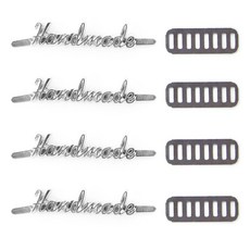 Knitt 草寫手工金屬標籤, 銀色, 4個