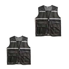 패션공감 반사판 작업 심플 메쉬 조끼, 블랙, 2개