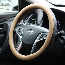 모런 순정형 가죽 실리콘 핸들커버 원형 벌집패턴, 새들브라운