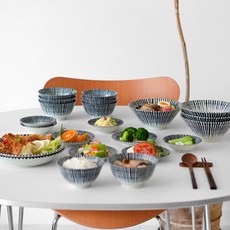 NICOTT 三得利 4人份麵碗居家餐具組 22件組, 1套, 飯碗 4p + 湯碗 4p + 麵碗 4p + 深盤 4p + 小盤 4p + 義大利麵碗 2p, 混色