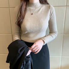 Paperments 女款修身寬羅紋半高領針織衫 11265