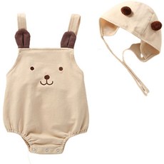 JOY MULTI 兔子印花無袖吊帶包屁衣+帽子