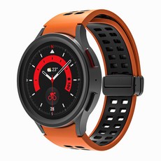 HAMATE Galaxy Watch 兼容 Extreme 磁吸矽膠錶帶, 橘黑