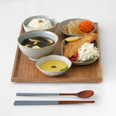 NICOTT Everyday Collection 單人碗盤禮盒組 8p, 1套, 5種碗 + 彩色湯匙 + 筷子 + 托盤, 灰色