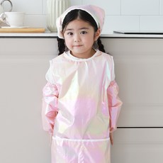 BEBE CHOUETTE 嬰幼兒防水無袖圍裙 + 頭巾 + 袖套組