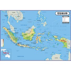 Jido.com 覆膜印尼地形圖 110 x 78 cm, 1個