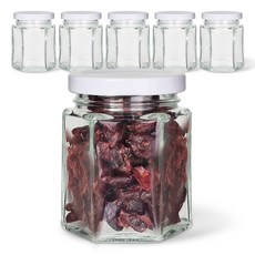 mir 六角密封容器 150 玻璃瓶 白色 120ml 6入 + 命名貼紙 8入組合, 1套