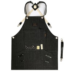 Kandeo Leather 皮革丹寧圍裙 L, Jonny 黑色條紋, 1個