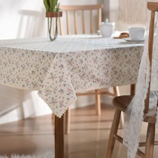 BELLELIFE Rosely 蕾絲廚房餐桌巾, 象牙白 + 粉紅色, 1個, 2人(130 x 130 cm)