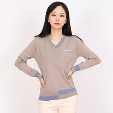 Peppermints 女款V領撞色亮點日常長袖針織T恤 13673