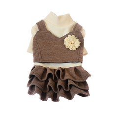 寵物花朵胸針連身裙, 棕色
