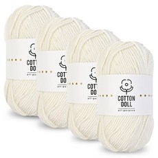 니뜨 코튼돌 뜨개실 50g, 2아이보리, 4개