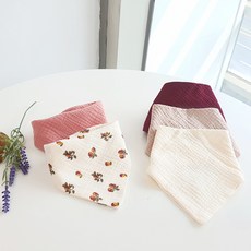 woojooi 嬰幼兒舒適楊柳布三角圍兜巾5件組