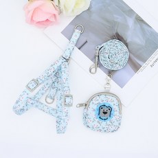 요런개 강아지 해브 베어 백팩 + 하네스 세트, 블루, 1세트