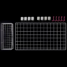 針插式壁紙掛勾 8入+收納網格+網格收納掛籃+網格掛勾 4入, 單色, 1組