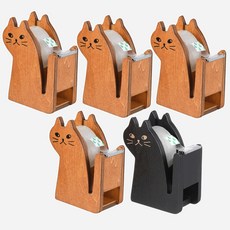 MONACO OLIVE 貓貓原木膠帶台 自然色4入 + 黑色套組, 1套, 自然色, 黑色
