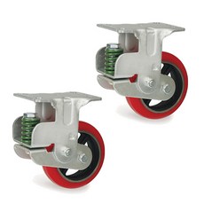 MASTER.S 腳輪專用腳輪緩衝聚氨酯 4 紅色固定 R 20.32cm DS 4580 PUI-R, 2個