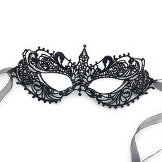 JCP萬聖節蕾絲時尚口罩, 黑色的, 1個