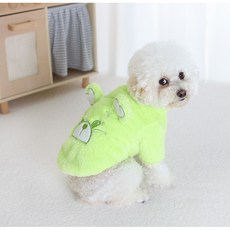 에이미러브즈펫 강아지 CC 하트 베어 후리스 자켓, 네온그린, 1개