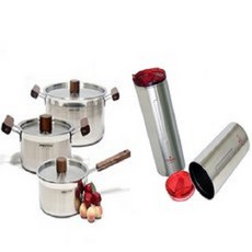 Kitchen-Art 電磁爐適用Mento系列不鏽鋼鍋具 3入+水瓶 2入組, 單柄湯鍋18cm(附鍋蓋)+雙耳湯鍋20cm(附鍋蓋)+雙耳湯鍋24cm(附鍋蓋)+水瓶800ml+水瓶1000ml, 混色