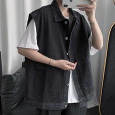 男士布魯克林基本款日常丹寧背心夾克