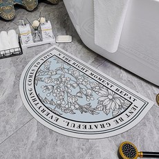 花紋半月形吸水地毯, 藍色
