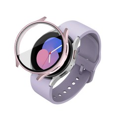 DC NET WORK Galaxy Watch 4 鋼化玻璃全覆蓋保護殼, 玫瑰金