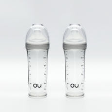 ouwish PA奶瓶 150ml*2入+第1階段奶嘴 2入組, 陶瓷白, 1組
