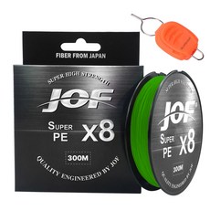 JOF SUPER PE 8股釣魚線 300m+Silver Cast 魚線擋線器, 綠色+隨機出貨(擋線器), 1套