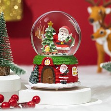 Quardi 聖誕雪花水晶球 音樂盒 氣氛燈 自動雪花 聖誕老人 特大號, 混合色