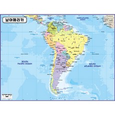 지도닷컴 남아메리카 지도 행정형 코팅 소 110 x 78 cm, 1개