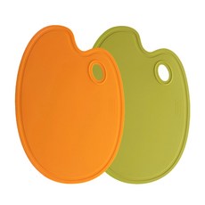薩爾瑪 食物調色盤 TPU 砧板套組 橘色、綠色, 2個砧板, 1套
