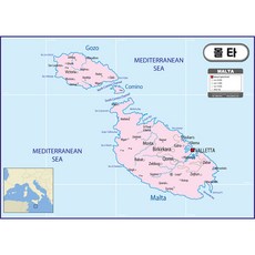 Map.Come 馬耳他地圖描邊塗層 110 x 78cm, 1個