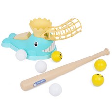 韓國 iWANNA 兒童Jim & Kids鯨魚彈跳棒球打擊遊戲組, 藍色
