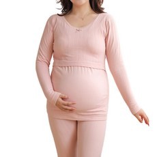 뿌뜨리아 긴 팔 긴 바지 임산부 라운드넥 빅사이즈 내복 홈웨어 수유복 세트