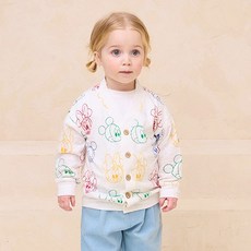 milkmile 迪士尼兒童款Baby米奇與好朋友彩色線條針織開襟衫