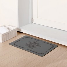 비비키 소프트 규조토 미끄럼방지 발매트, 모란꽃 다크그레이